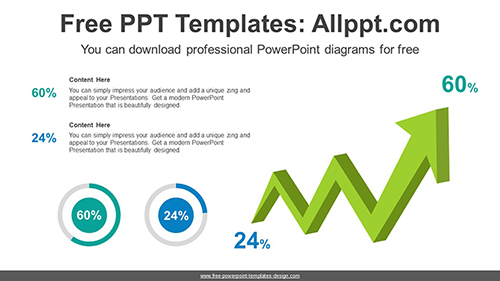 Rising Arrow Doughnut Charts PowerPoint Diagram