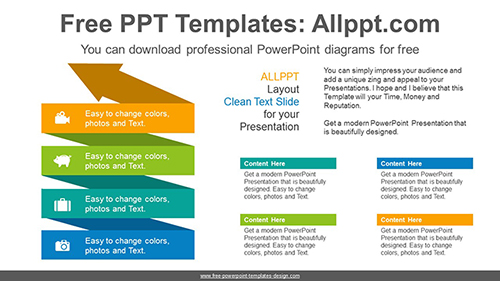 Rising Folded Ribbon PowerPoint Diagram