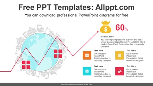 Rising Line House Arrow PowerPoint Diagram
