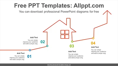 Rising line house PowerPoint Diagram Template