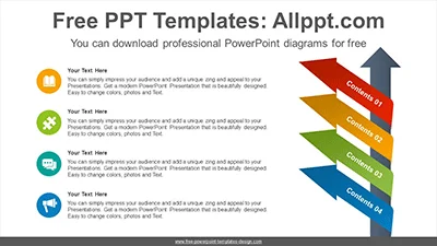 Rising ribbon arrow PowerPoint Diagram Template