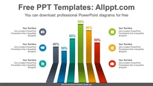 Rising Ribbon Bar Chart PPT Diagram