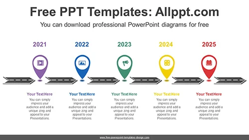 Road Map Chevron Arrows PPT Diagram
