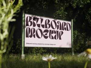 Roadside nature billboard mockup