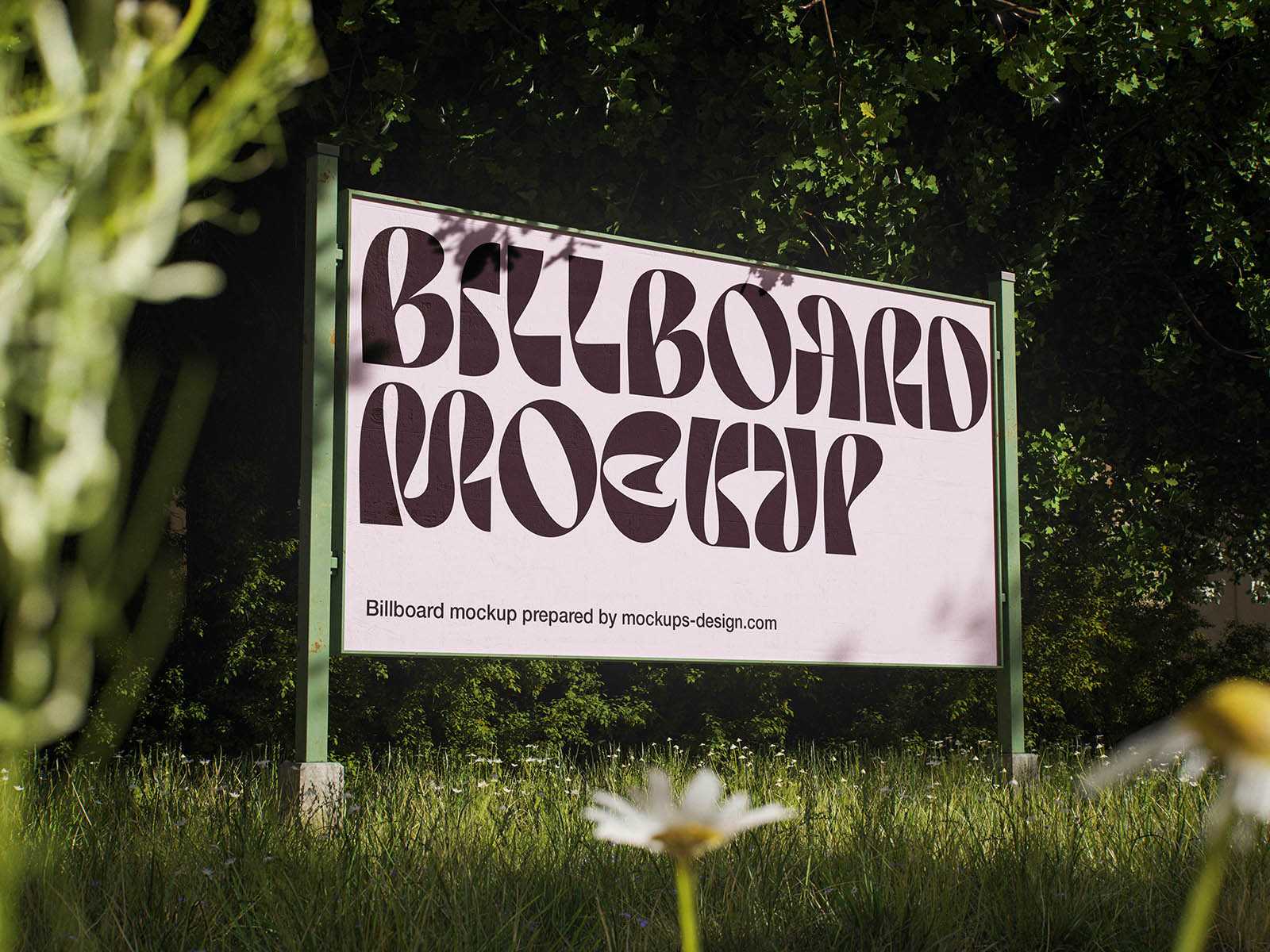 Roadside nature billboard mockup