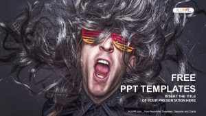 Rock star singing over black background PowerPoint Templates