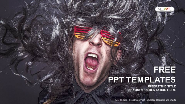 Rock star singing over black background PowerPoint Templates