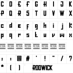 Mapa de caracteres da fonte Rodwick Font