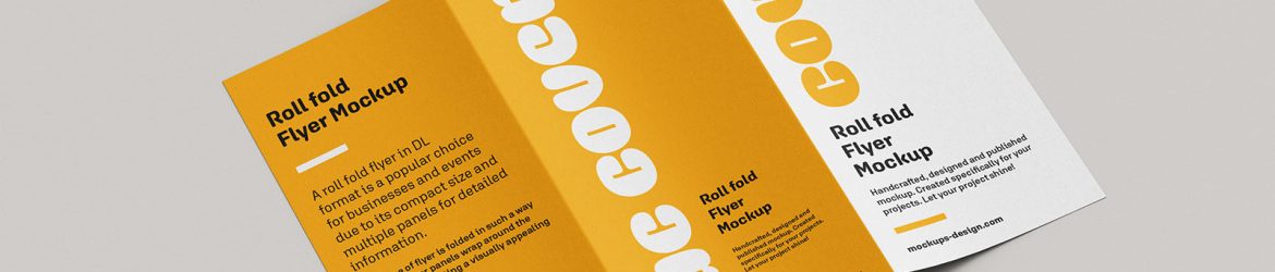 Roll fold DL flyer mockup