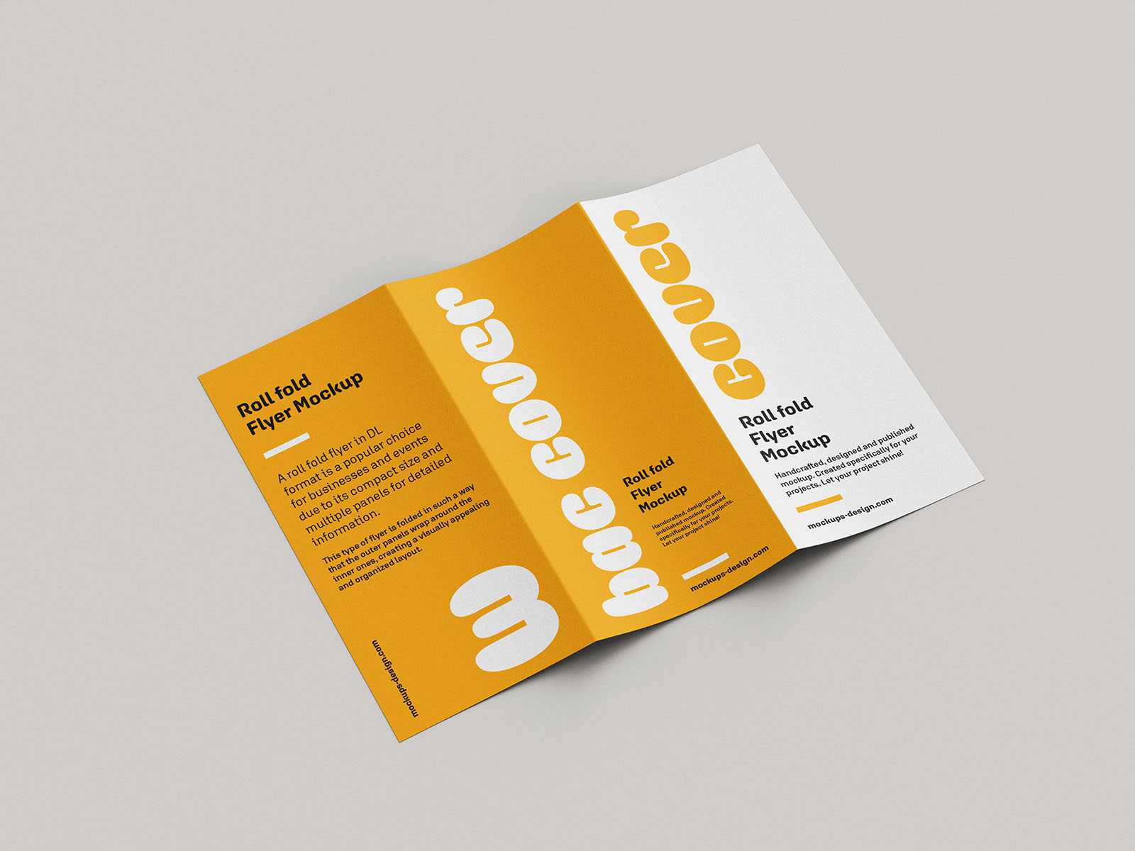 Roll fold DL flyer mockup