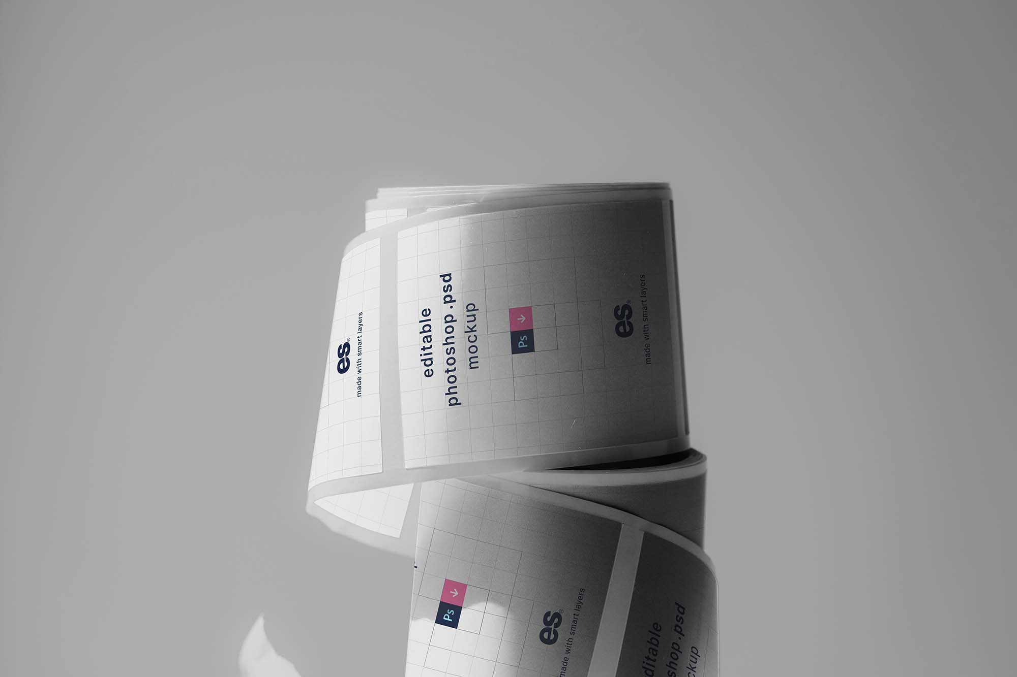 Roll Sticker Mockup (PSD)