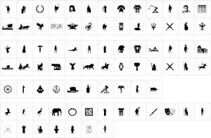 Mapa de caracteres da fonte Roman Empire Font