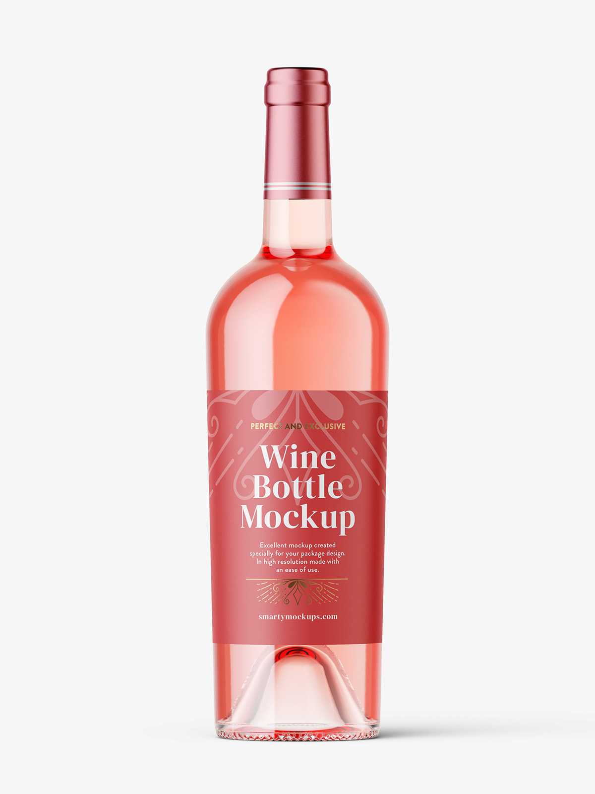 Rose wine bottle mockup