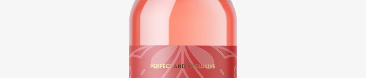 Rose wine bottle mockup