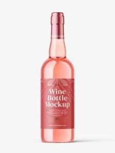Rose wine bottle mockup