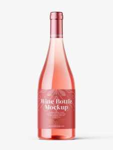 Rose wine bottle mockup