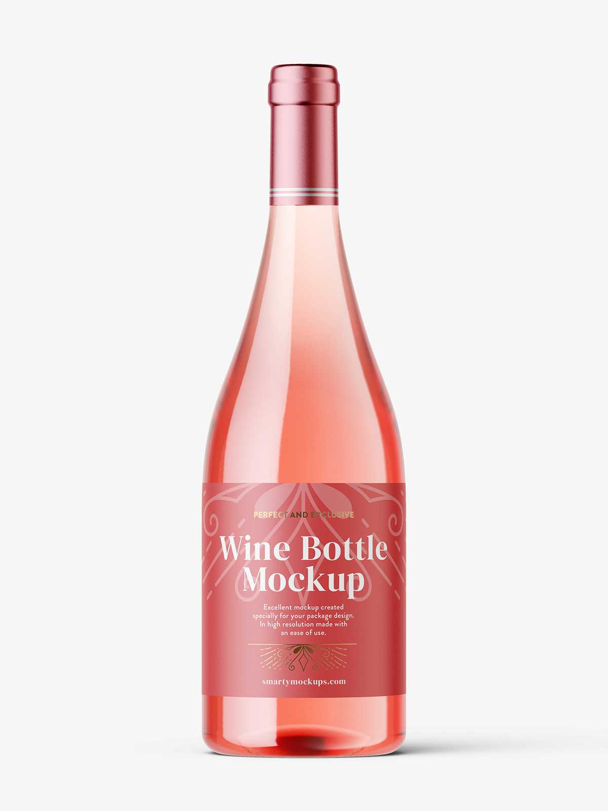 Rose wine bottle mockup