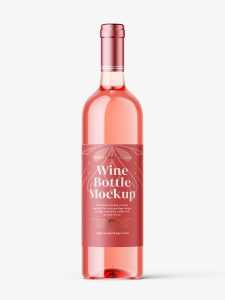 Rose wine bottle mockup