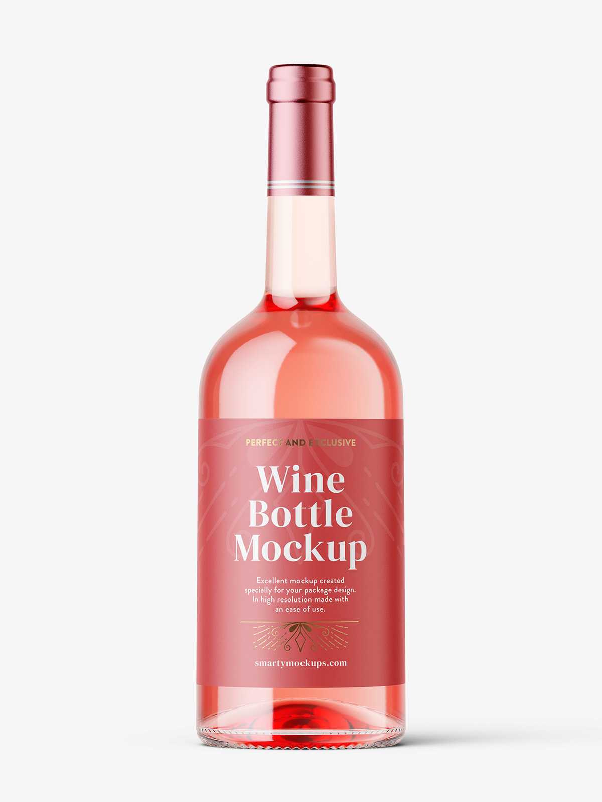 Rose wine bottle mockup