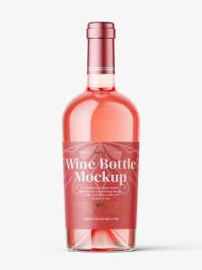 Rose wine bottle mockup