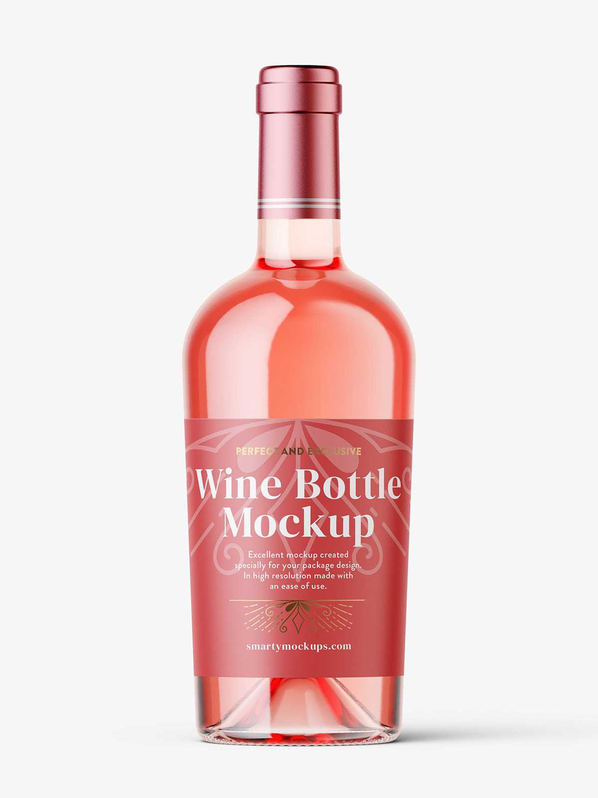Rose wine bottle mockup