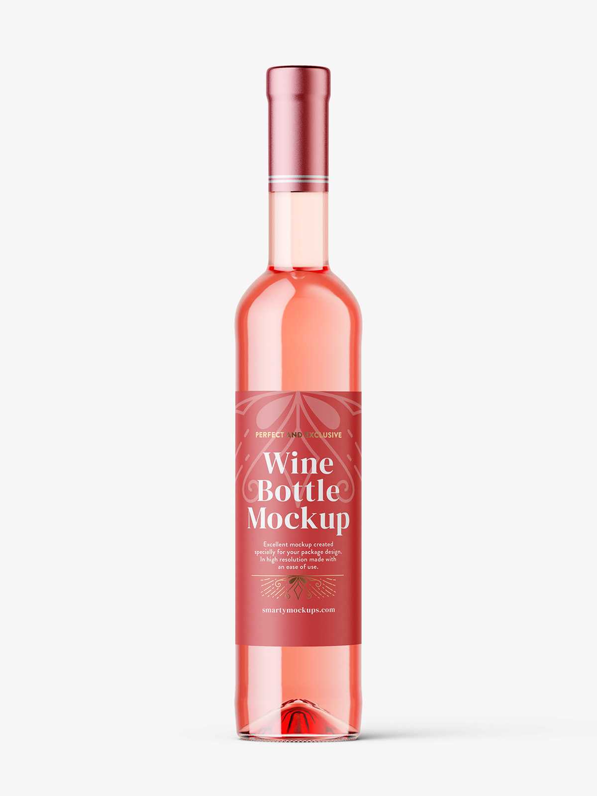 Rose wine bottle mockup
