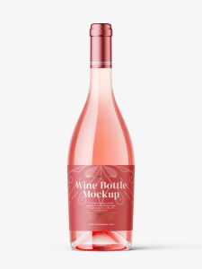Rose wine bottle mockup