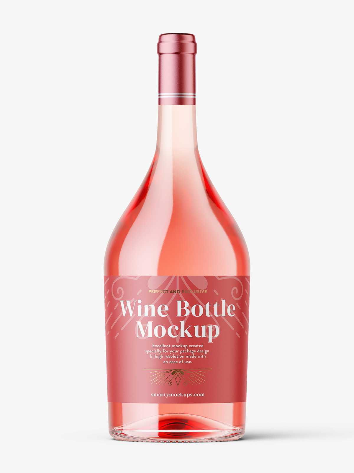 Rose wine bottle mockup