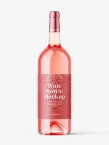 Rose wine bottle mockup