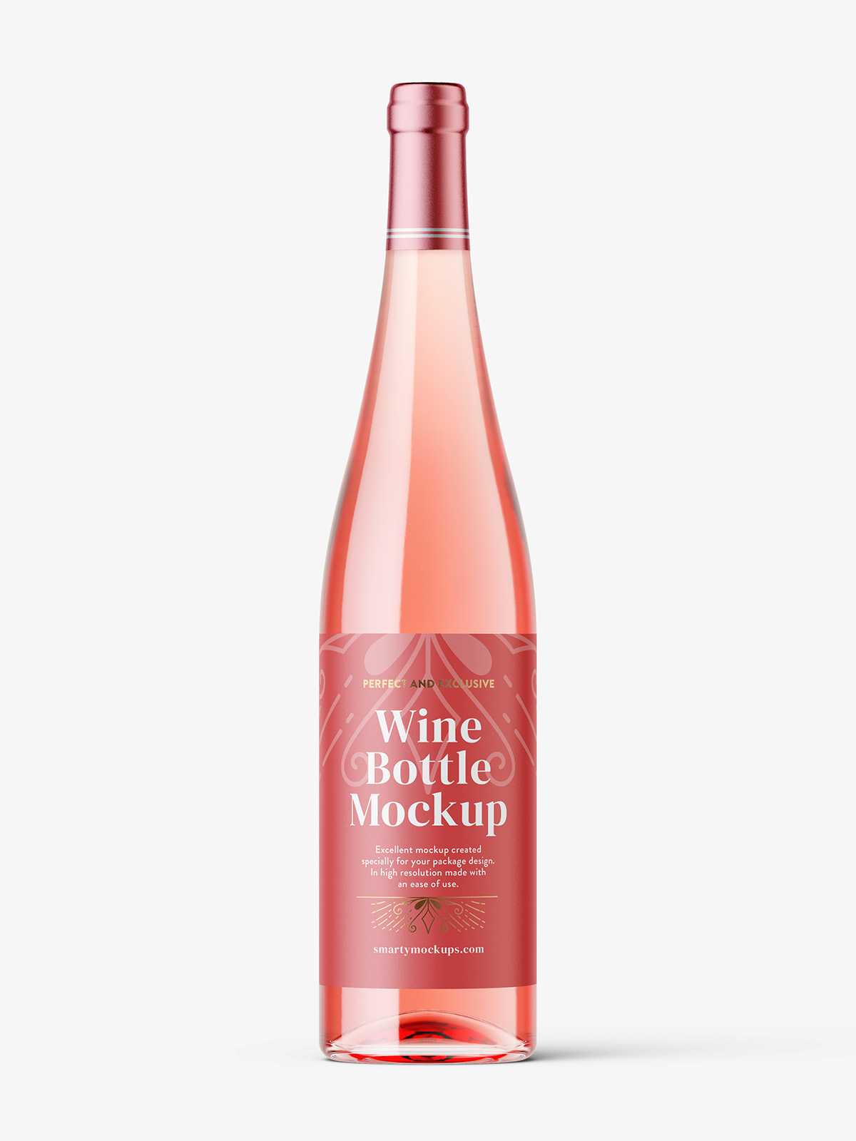Rose wine bottle mockup