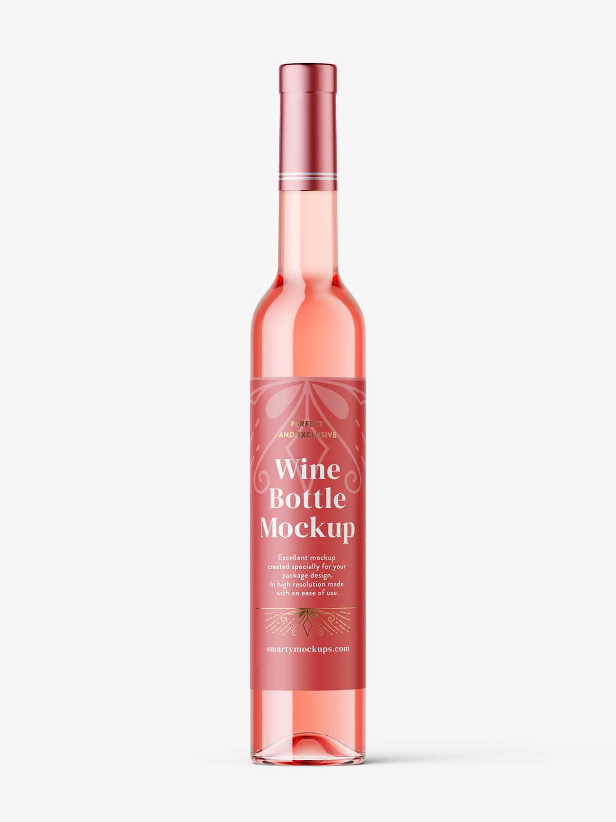 Rose wine bottle mockup