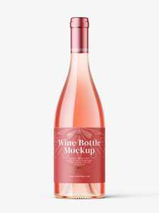 Rose wine bottle mockup