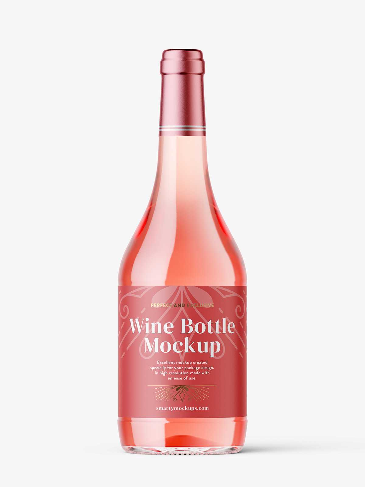 Rose wine bottle mockup