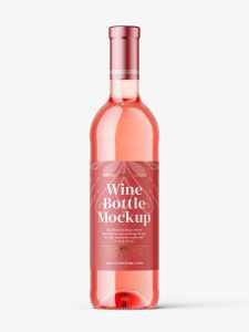 Rose wine bottle mockup