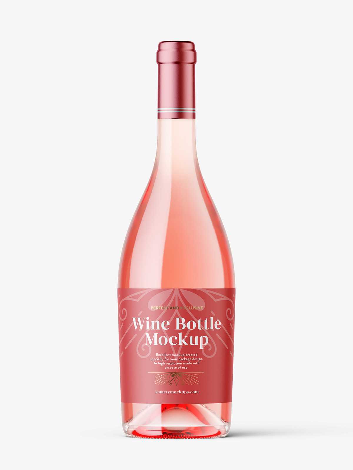 Rose wine bottle mockup