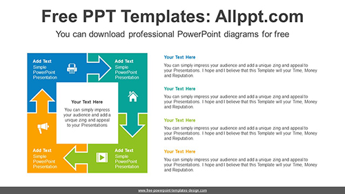 Rotation Right Angle Arrow PPT Diagram