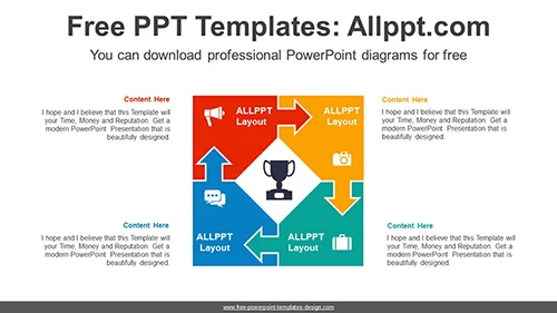 Rotation Right Angle Arrows PPT Diagram
