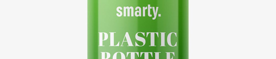 Round glossy plastic bottle mockup