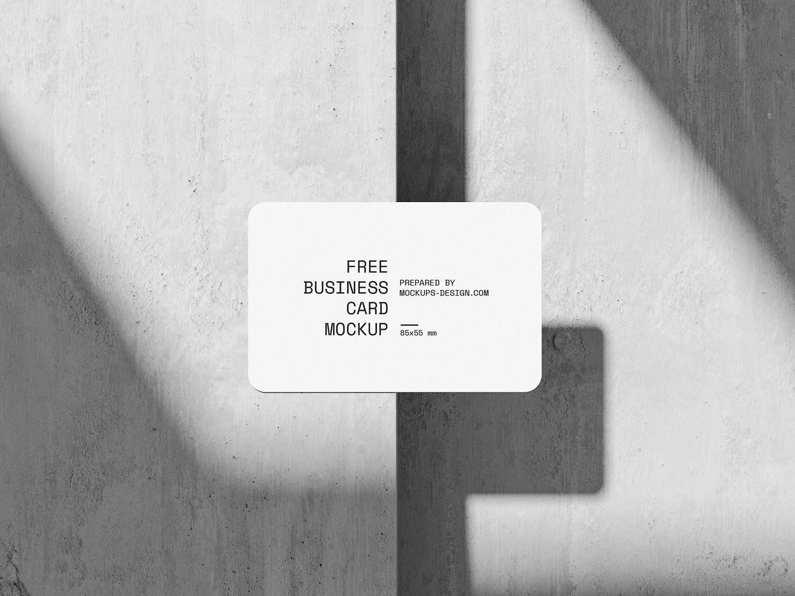 Rounded business card on concrete mockup
