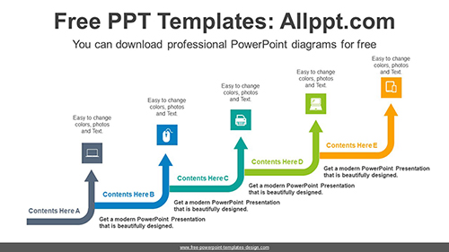 Rounded Rising Arrows PowerPoint Diagram