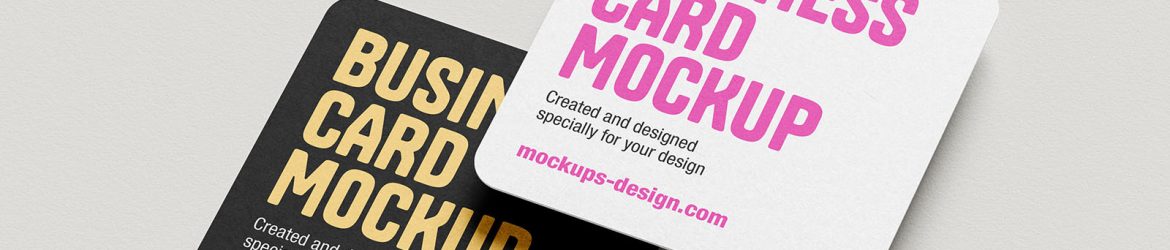 Rounded square business cards mockup