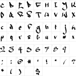 Mapa de caracteres da fonte Ruthless Two Font
