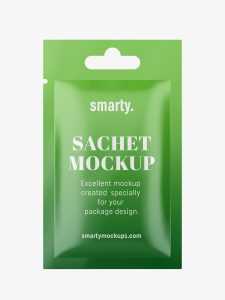 Sachet with hanging hole mockup