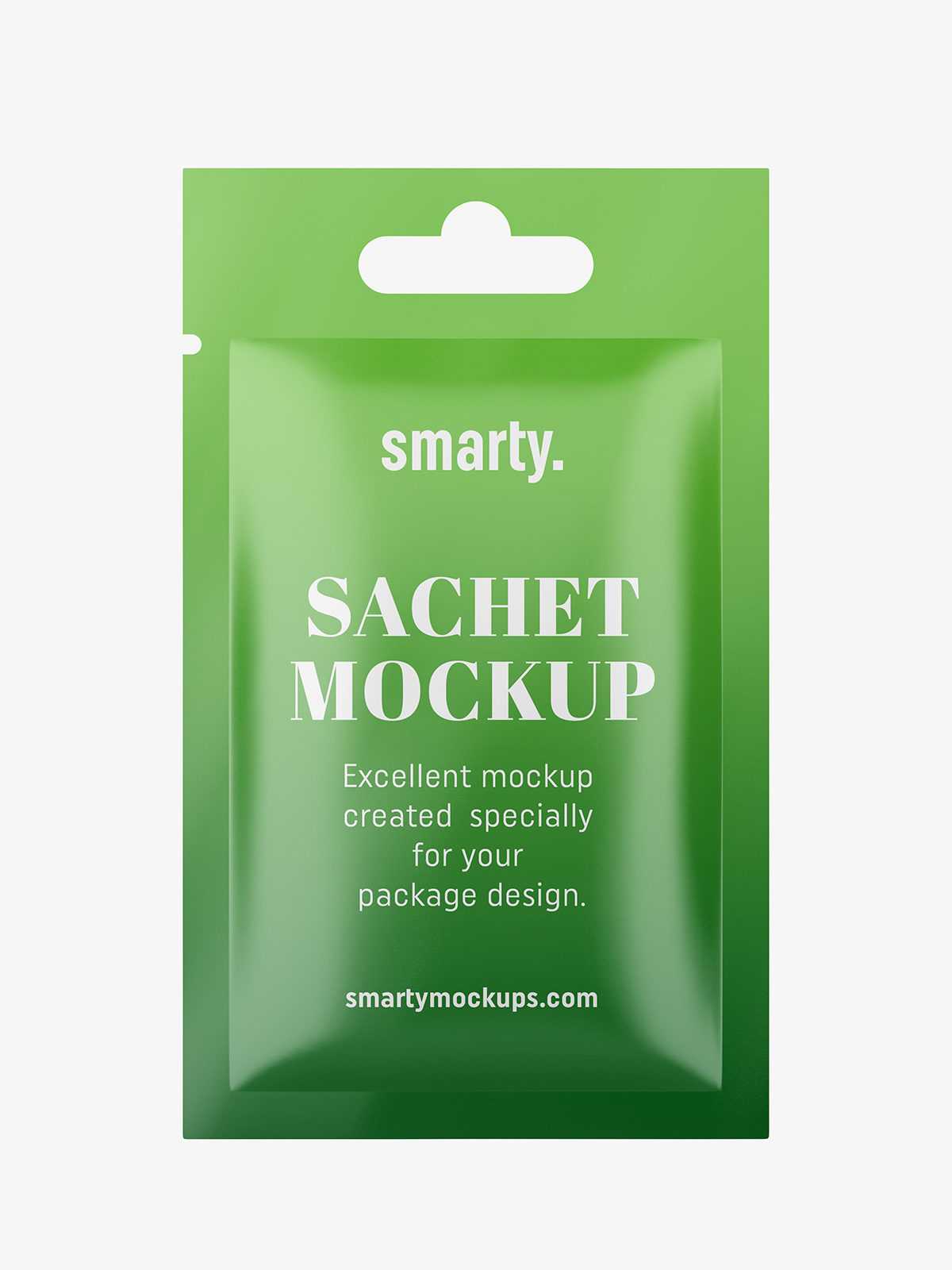 Sachet with hanging hole mockup