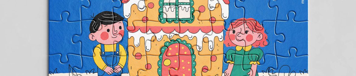 Scattered-piece jigsaw puzzle mockup