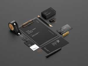 Scene creator / Dark stationery mockup