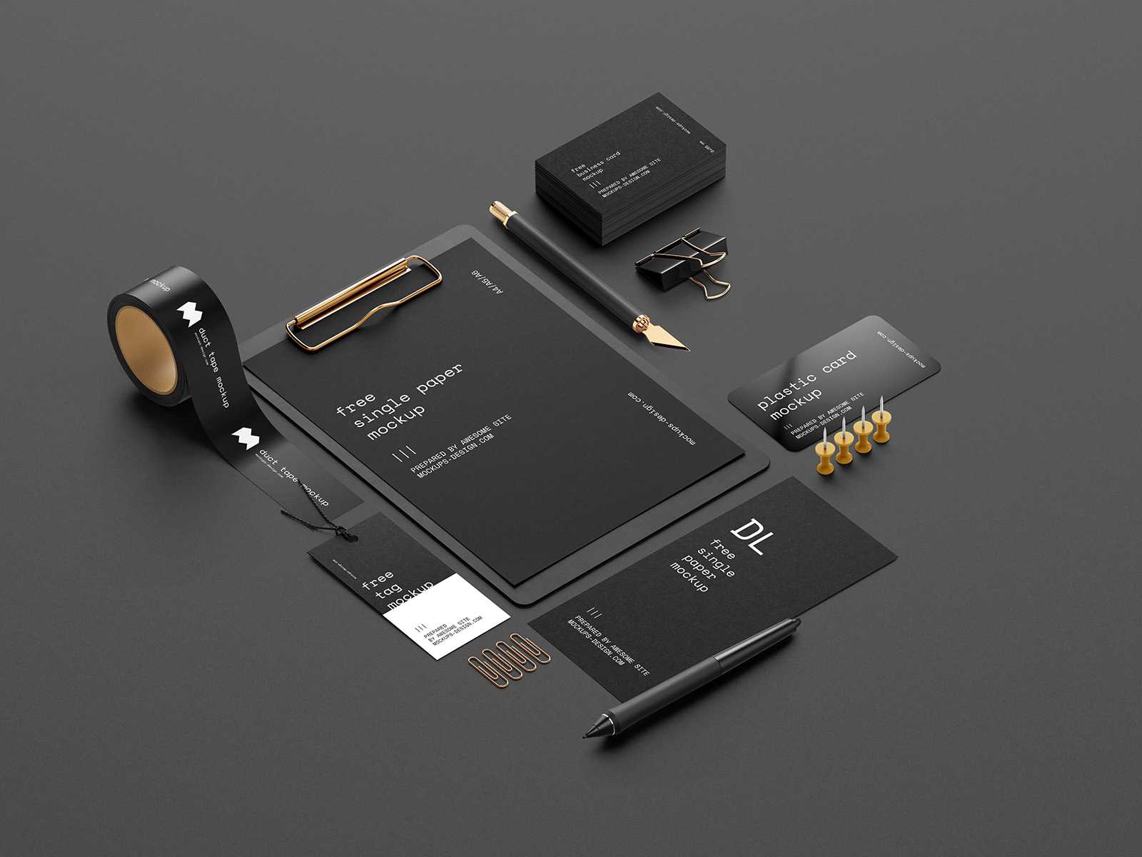 Scene creator / Dark stationery mockup