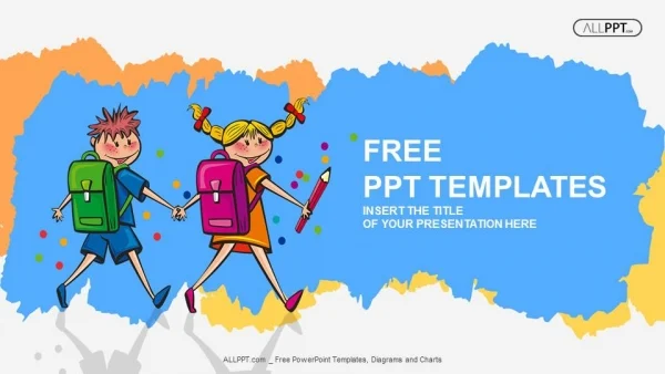 School children students little boy and girl kids PowerPoint Templates