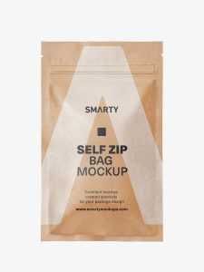 Self zip foil bag mockup / kraft paper