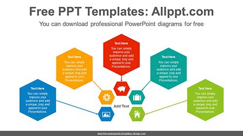 Semi-Radial Pentagram PowerPoint Diagram